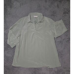 TravelSmith Women's Sage Green Tunic Size 1X Button Detail 3/4 Sleeve Top NWOT